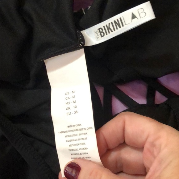 The Bikini Lab Lace Front Blk One Piece Swimsuit M - Picture 3 of 13